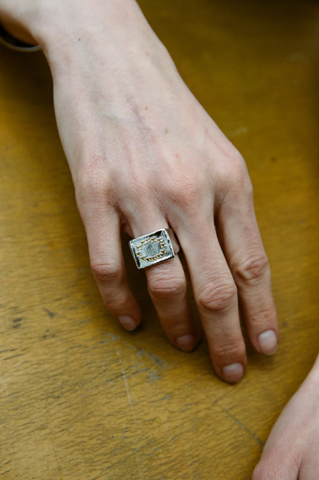 Citrine L.B. Clock Silver Ring