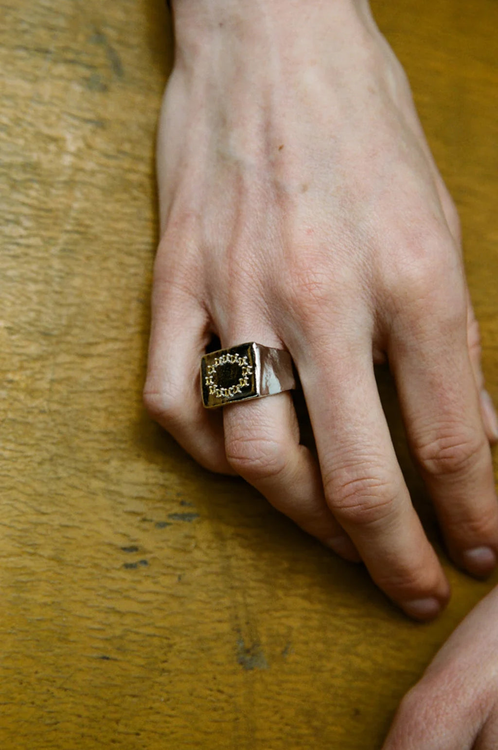 Citrine L.B. Clock Silver Ring