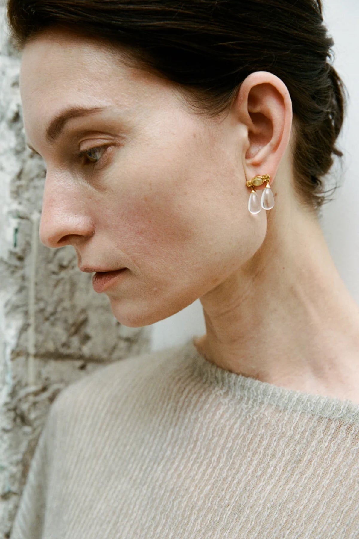 Clear Quartz Era Gold Earrings