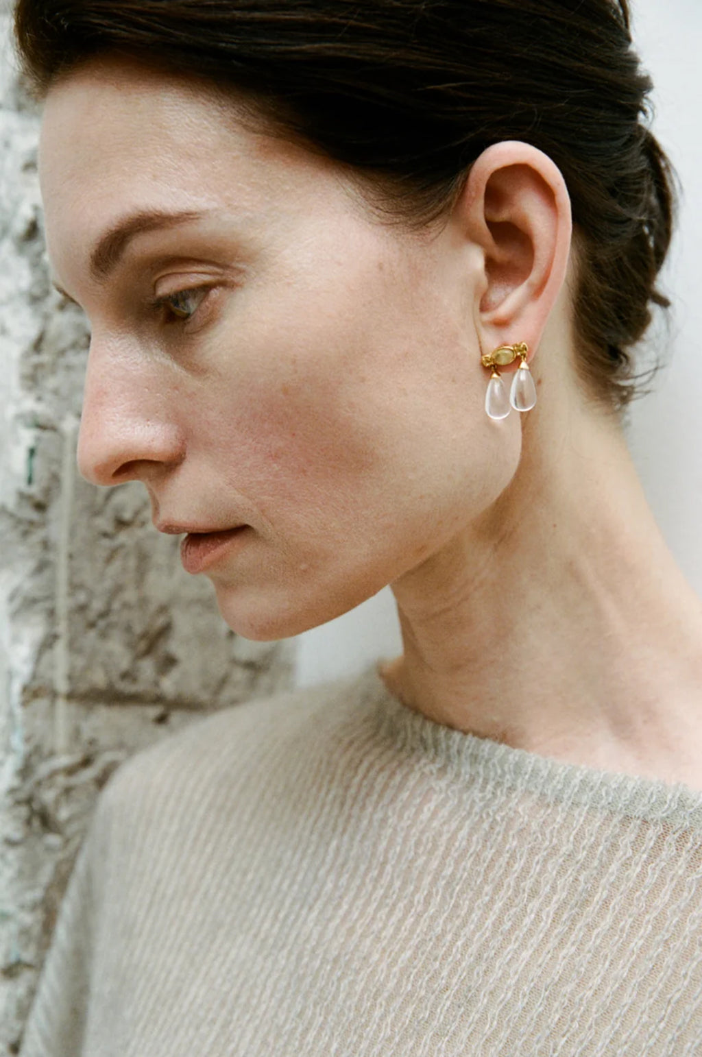 Clear Quartz Era Gold Earrings