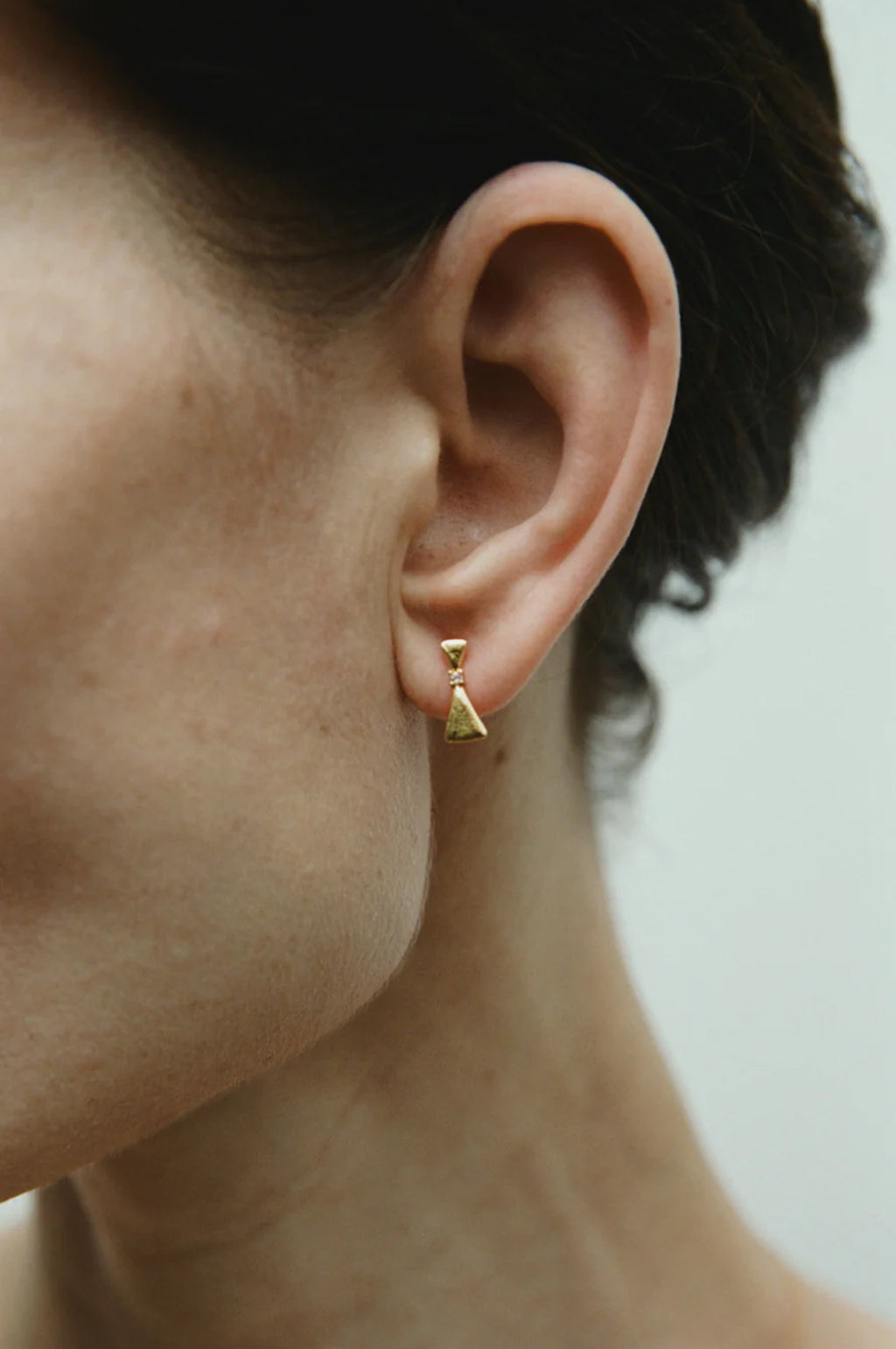 Clear Quartz Hourglass Mini Gold Studs