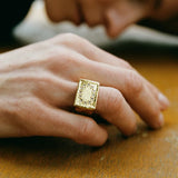 Clear Quartz L.B. Clock Gold Ring