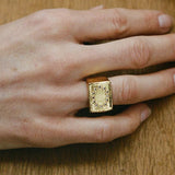Clear Quartz L.B. Clock Gold Ring