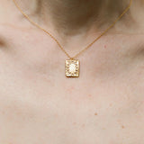 Clear Quartz L.B. Clock Mini Pendant Gold Necklace