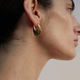 Oval Round Hole Gold Hoops