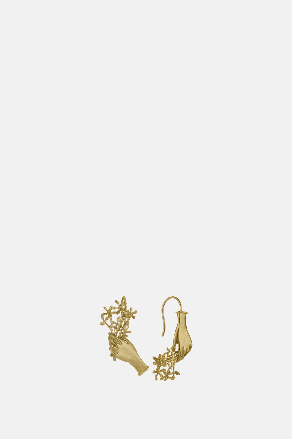 Alex Monroe Asymmetric Gift of Flowers Bouquet Drop Earrings Gold.