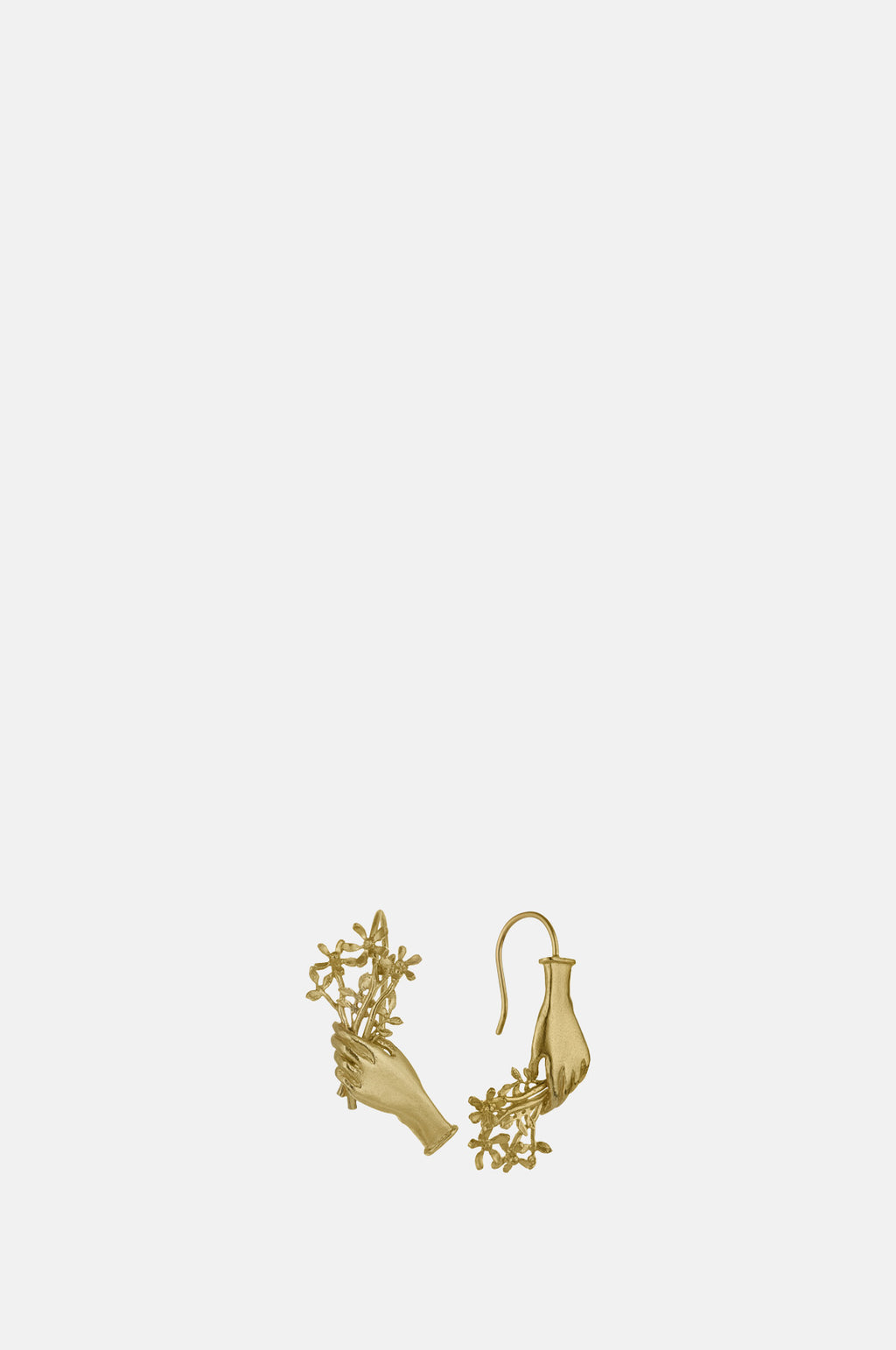 Alex Monroe Asymmetric Gift of Flowers Bouquet Drop Earrings Gold.