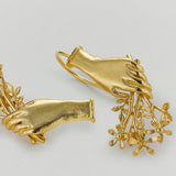 Asymmetric Gift of Flowers Bouquet Drop Earrings Gold
