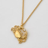 Cheeky Crab Necklace with Diamond Gold