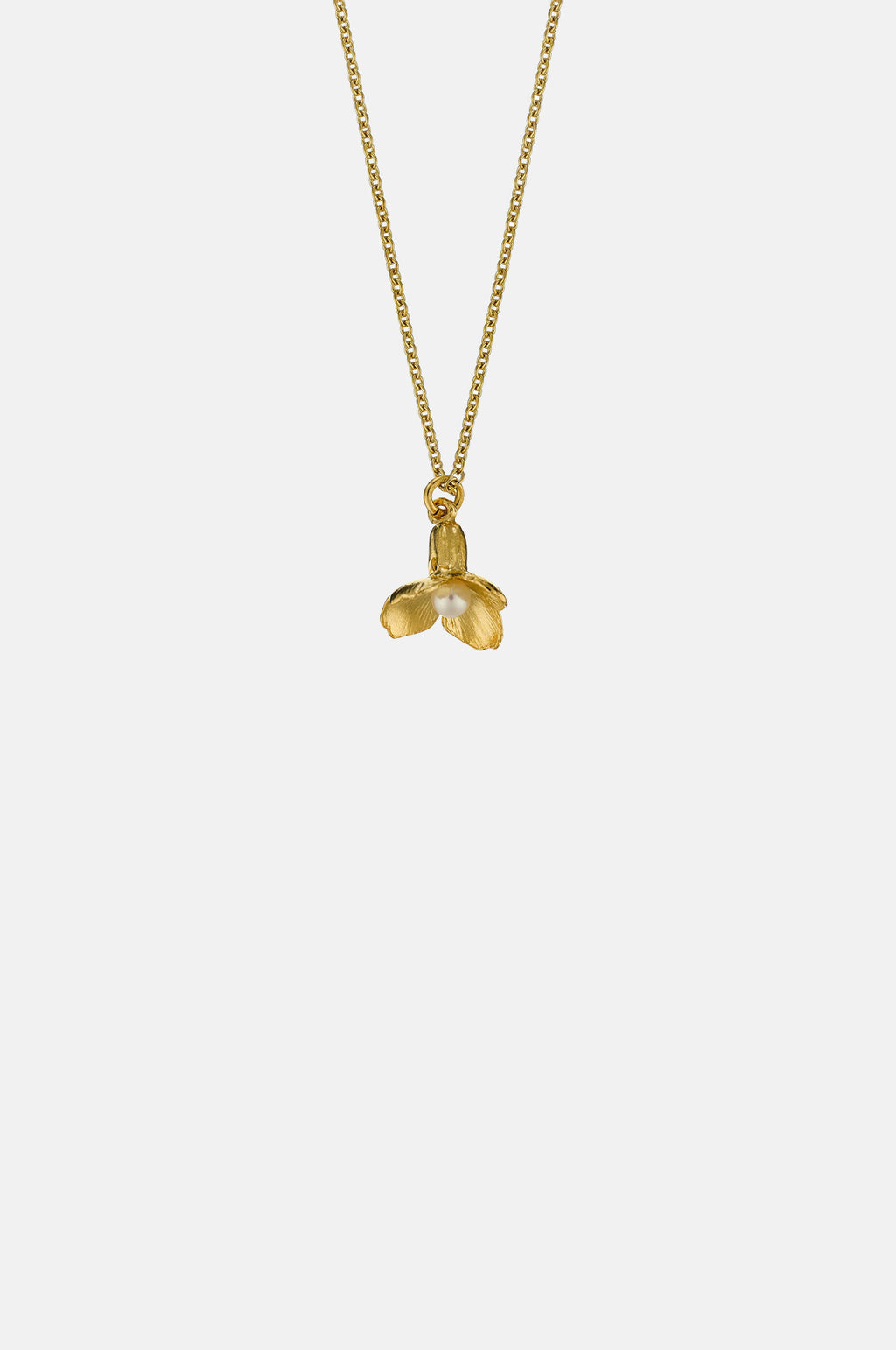 Alex Monroe Cuckoo Flower Necklace with Pearl Gold.