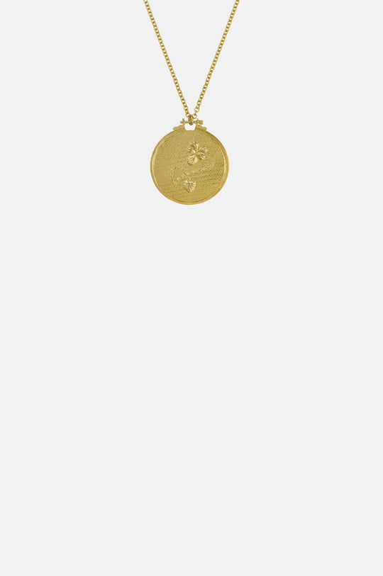 Embroidery Loop Necklace Gold