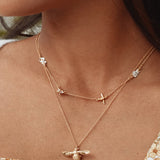 Floral Chain Necklace with Teeny Tiny Bee Gold and Silver