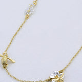 Floral Chain Necklace with Teeny Tiny Bee Gold and Silver