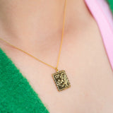 Floral Stamp Necklace Gold