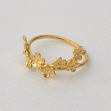 Forget Me Not Flower Trail Stacking Ring Gold