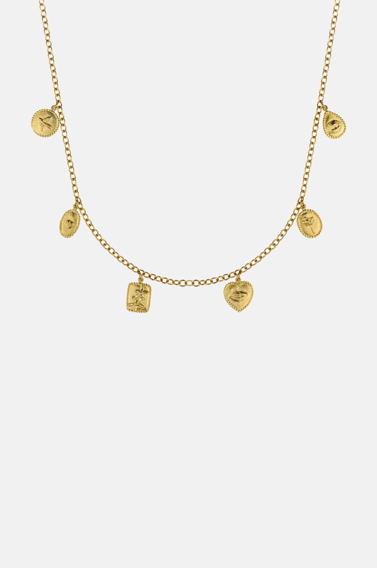 Alex Monroe Gratitude for Nature Small Charm Necklace Gold.