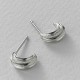 Kissing Seed Huggie Hoop Earrings Silver