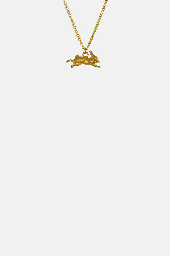 Leaping Rabbit Necklace Gold