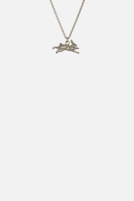 Leaping Rabbit Necklace Silver
