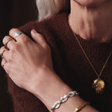 Linked Kissing Seed Graduated Bracelet Silver
