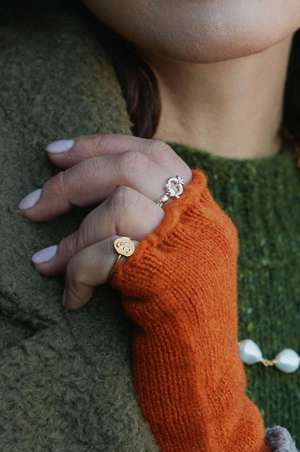 Mudlarked Anchor Token Stacker Ring Gold