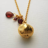 Pomegranate & Garnet Cluster Necklace Gold