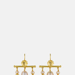 Alex Monroe Poppy Head Chandelier Pink Pearl Drop Earrings Gold Plate.