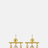 Alex Monroe Poppy Head Chandelier Pink Pearl Drop Earrings Gold Plate.