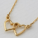 Teeny Tiny Linked Heart In-Line Necklace 18ct Solid Gold