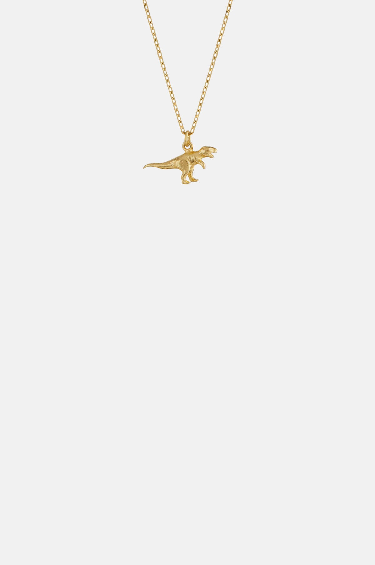 Alex Monroe Teeny Tiny T-Rex Necklace 18ct Solid Gold.