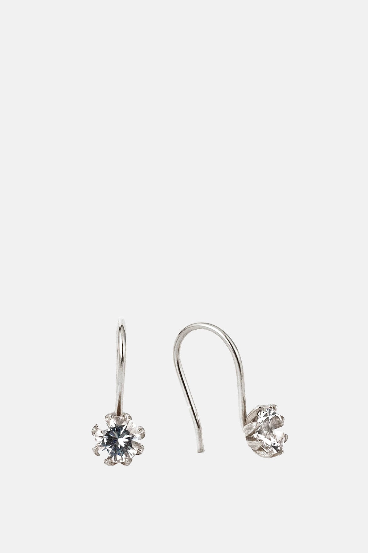 Alex Monroe White Topaz Bud Hook Earrings Silver.