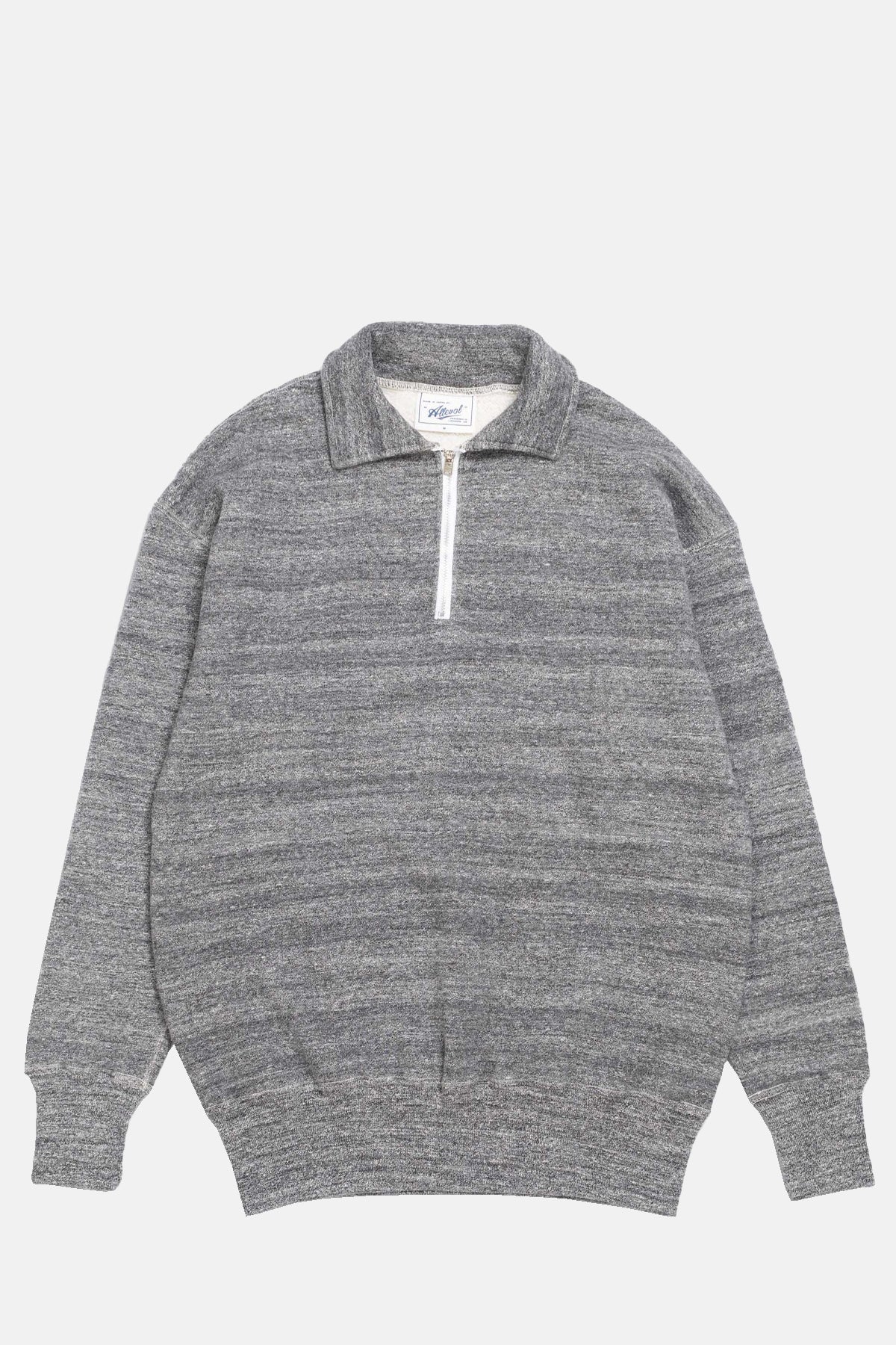Allevol Loopwheel Quarter Zip Sweatshirt Dark Grey.