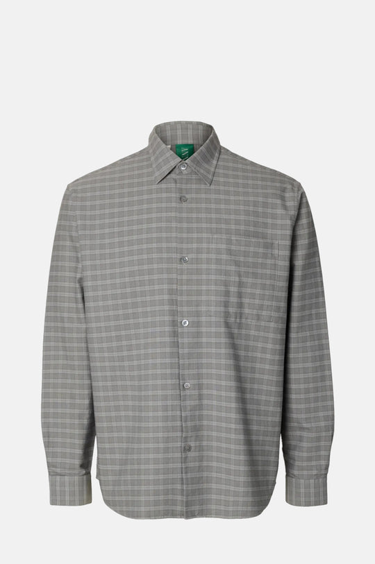 Anraslund Mix Oxford LS Shirt Chiseled Stone