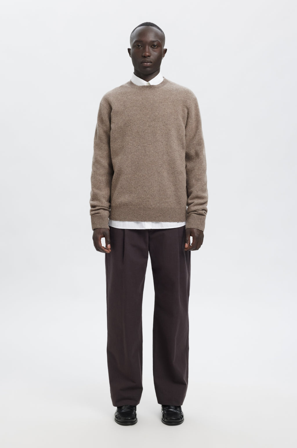 Anrragi LS Knit Wool Crew Neck Dark Earth