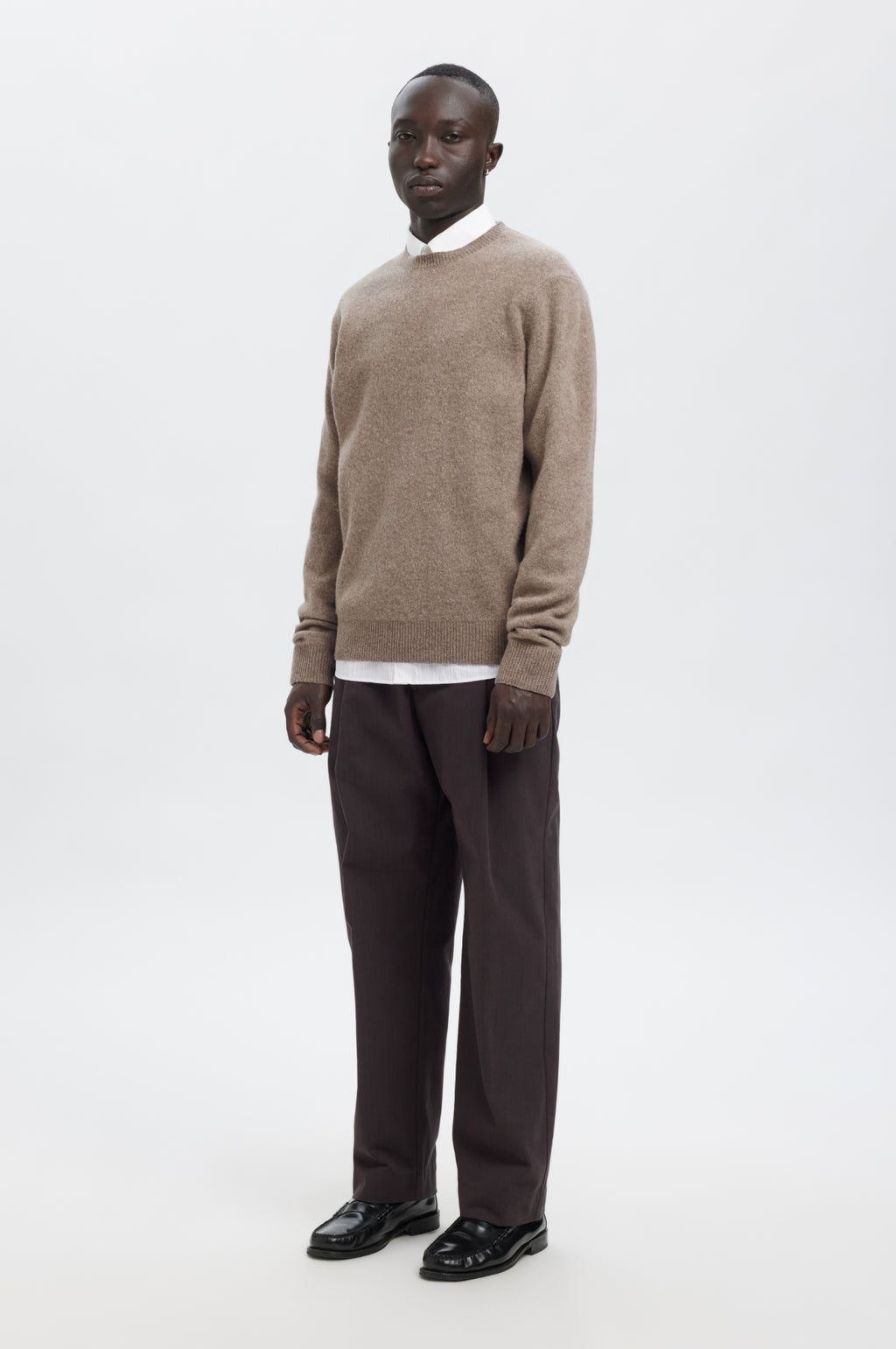 Anrragi LS Knit Wool Crew Neck Dark Earth
