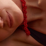Bright Red Scarlet Wave Necklace