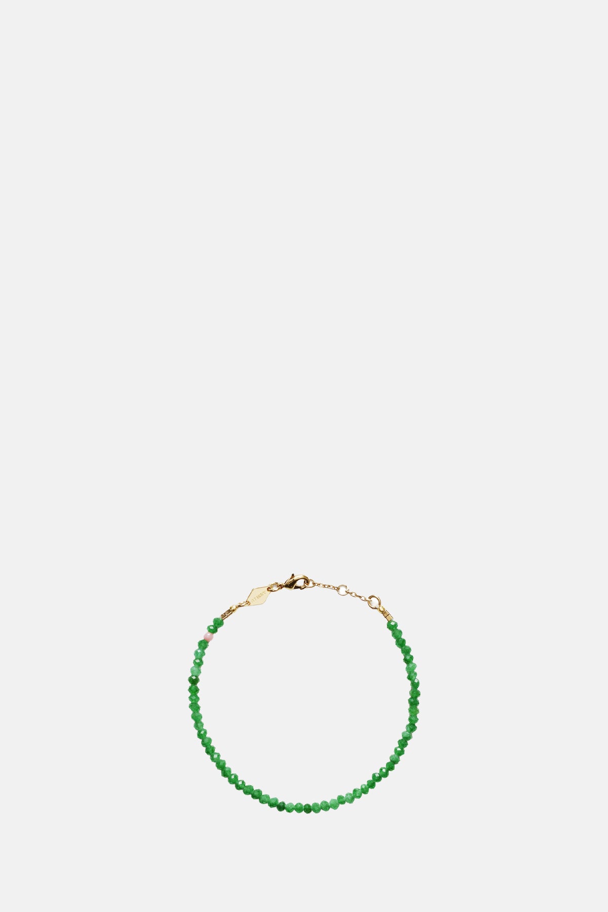 Anni Lu Green Jade Tan Line Bracelet.