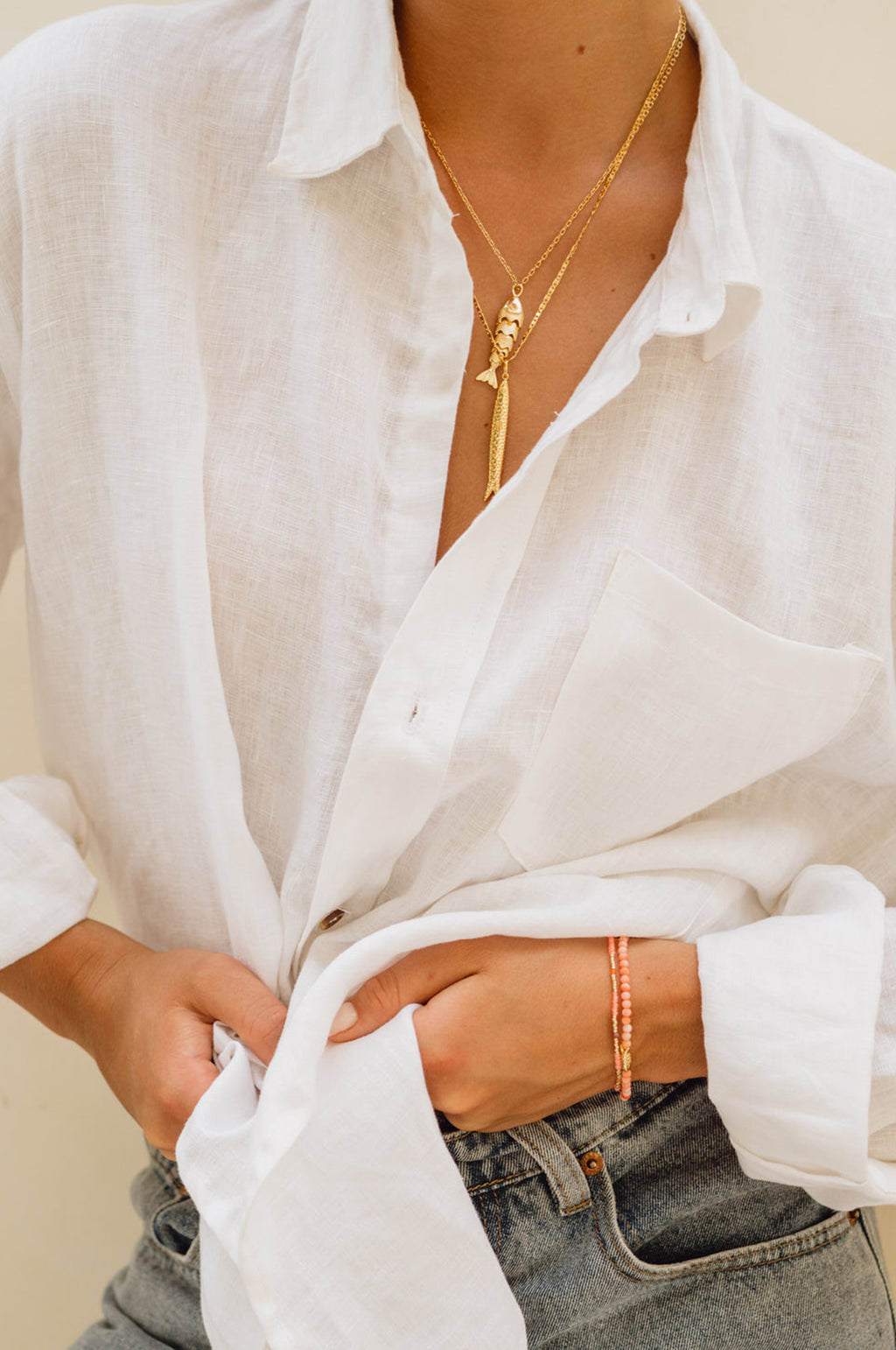 Hippie Fish Gold Necklace