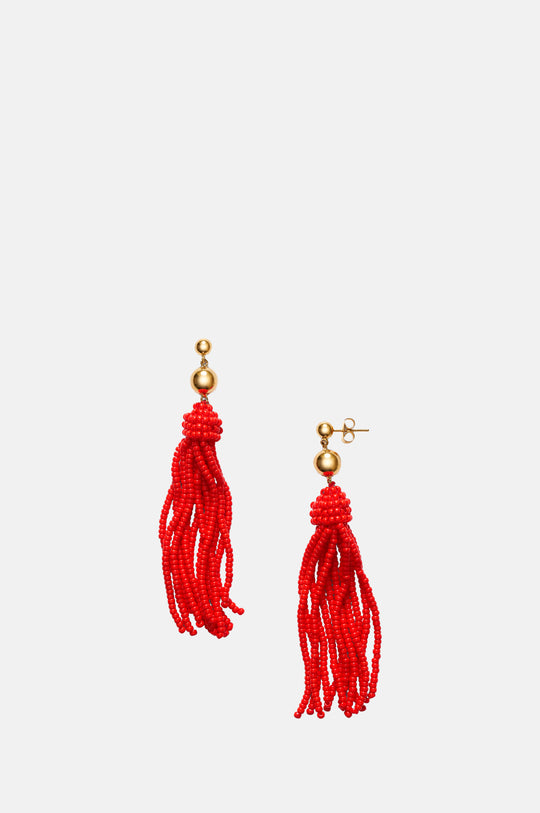 Poppy Red Tassel Fever Earrings