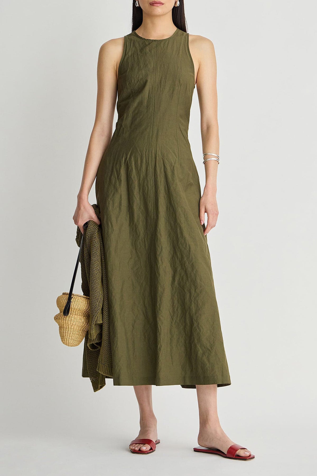 Sculpted Uma Sleeveless Maxi Dark Olive