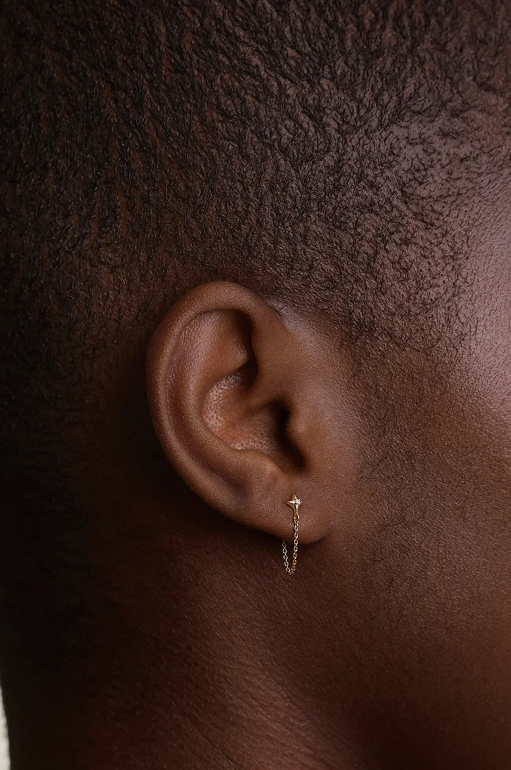 Cosmic Star Chain Stud Earrings in Gold