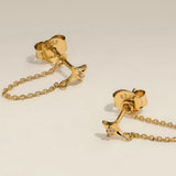 Cosmic Star Chain Stud Earrings in Gold