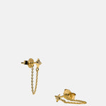 Astrid & Miyu Cosmic Star Chain Stud Earrings in Gold.