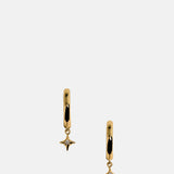Astrid & Miyu Cosmic Star Charm Huggies in Gold.