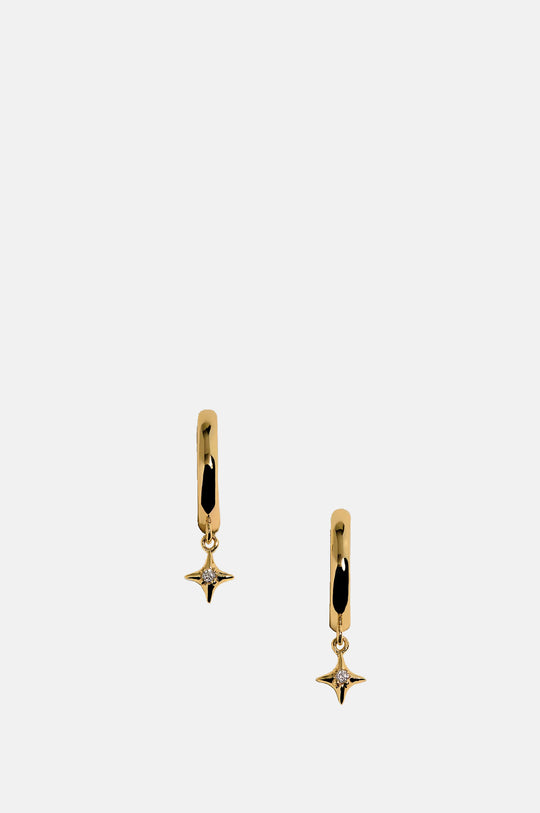 Cosmic Star Charm Huggies in Gold