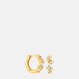 Astrid & Miyu Crystal Cluster Huggies in Gold.