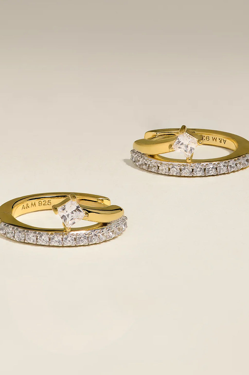 Crystal Illusion Huggies in Gold