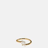 Astrid & Miyu Crystal Pear Open Ring in Gold.
