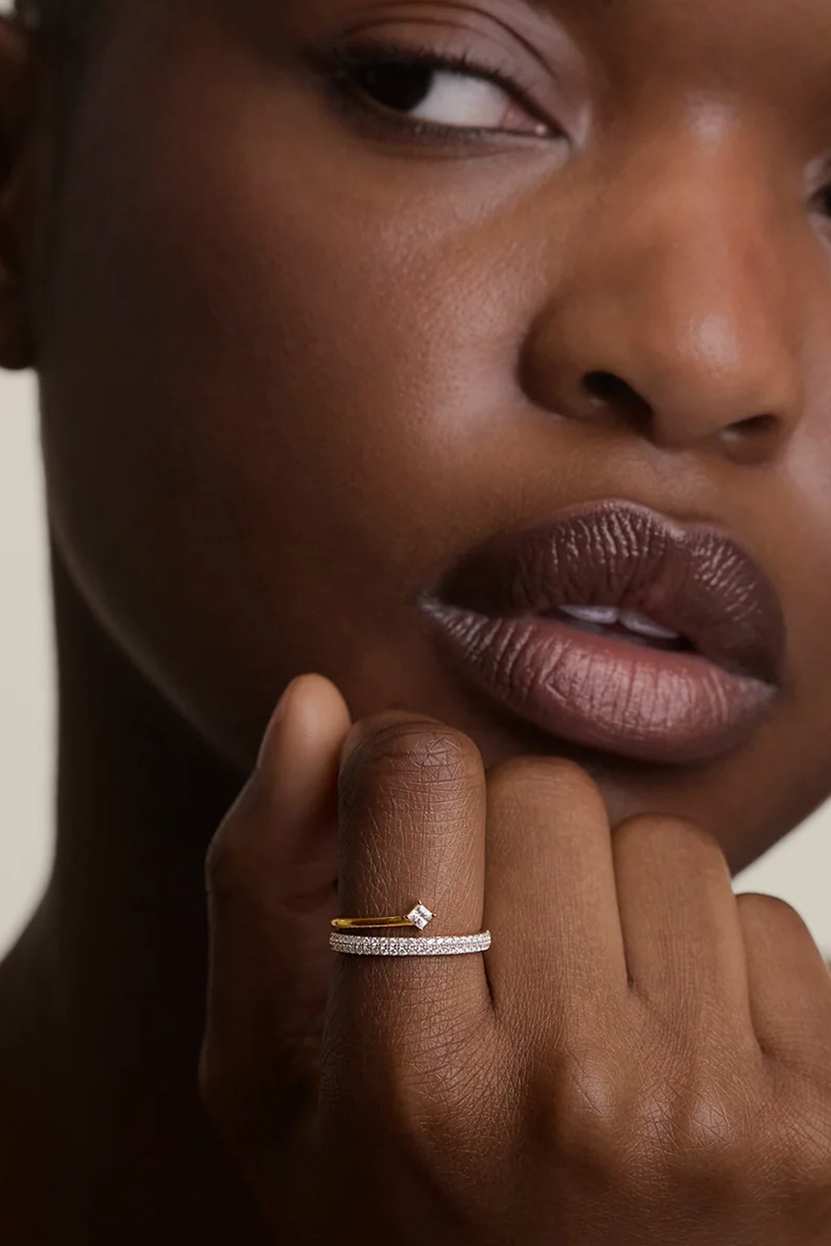 Crystal Spiral Ring in Gold