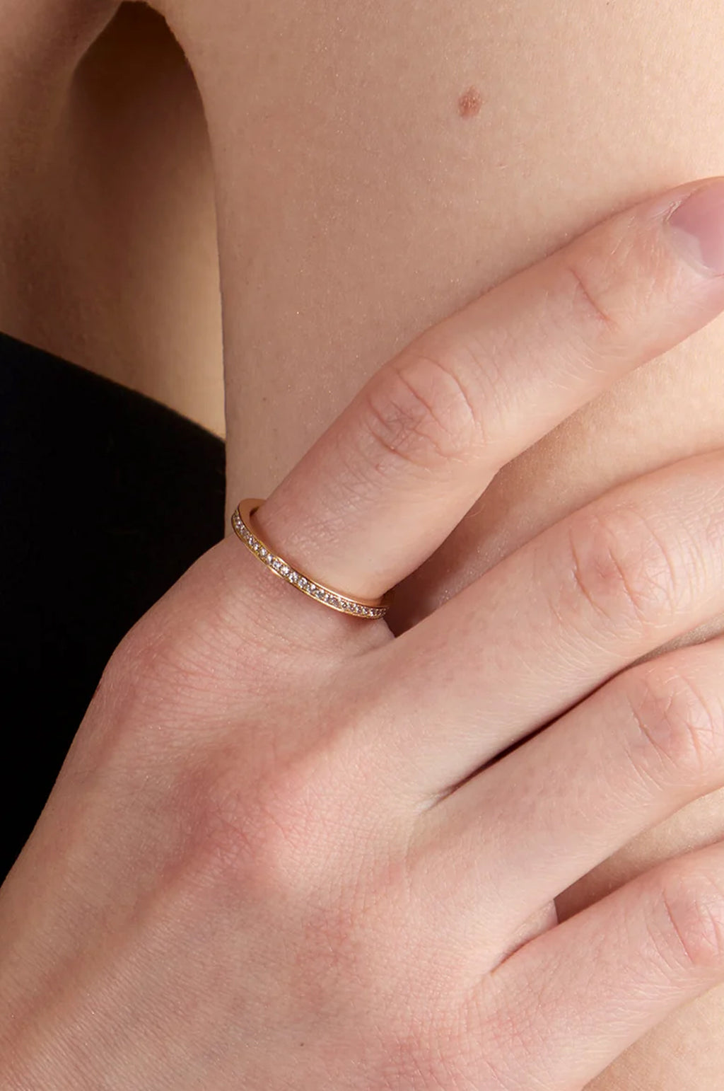 Crystal Stacking Ring in Gold